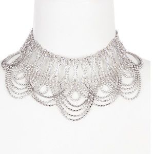 Badgley Mischka Mata Hari Silver Crystal Necklace